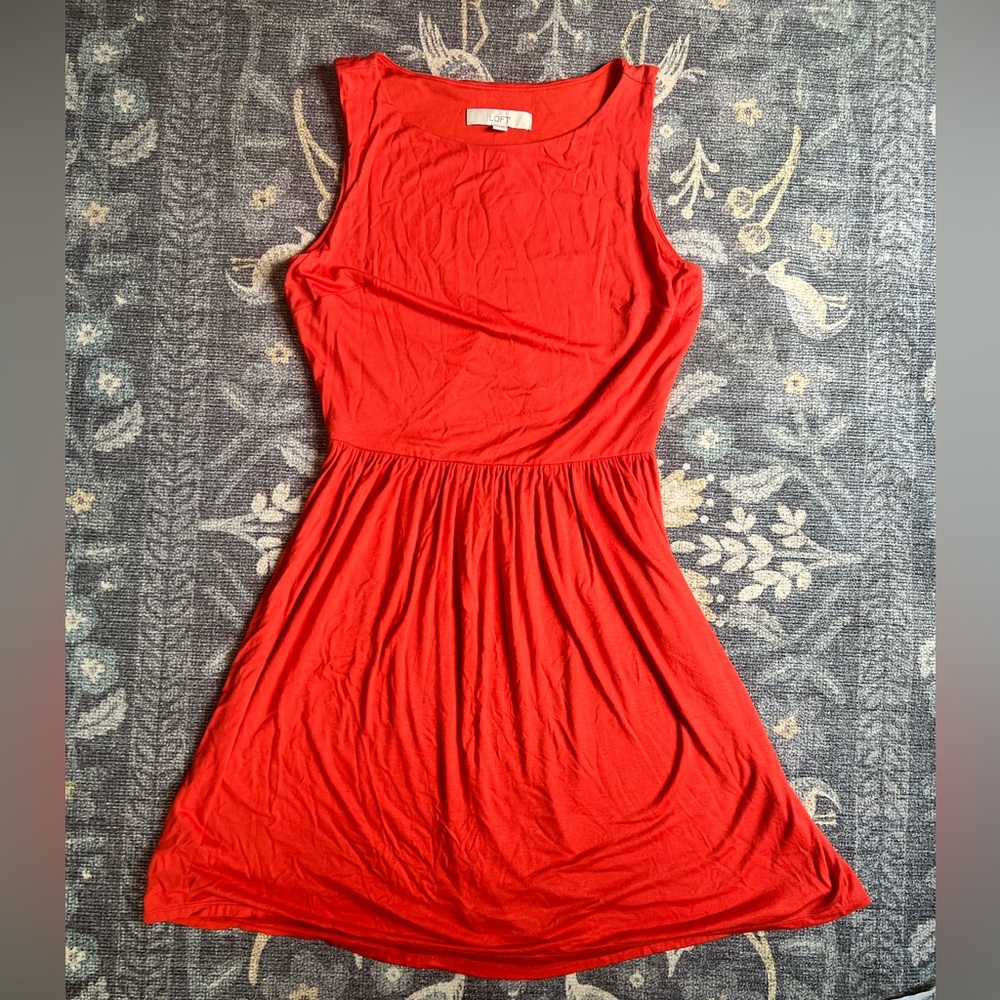 LOFT Red Midi Dress